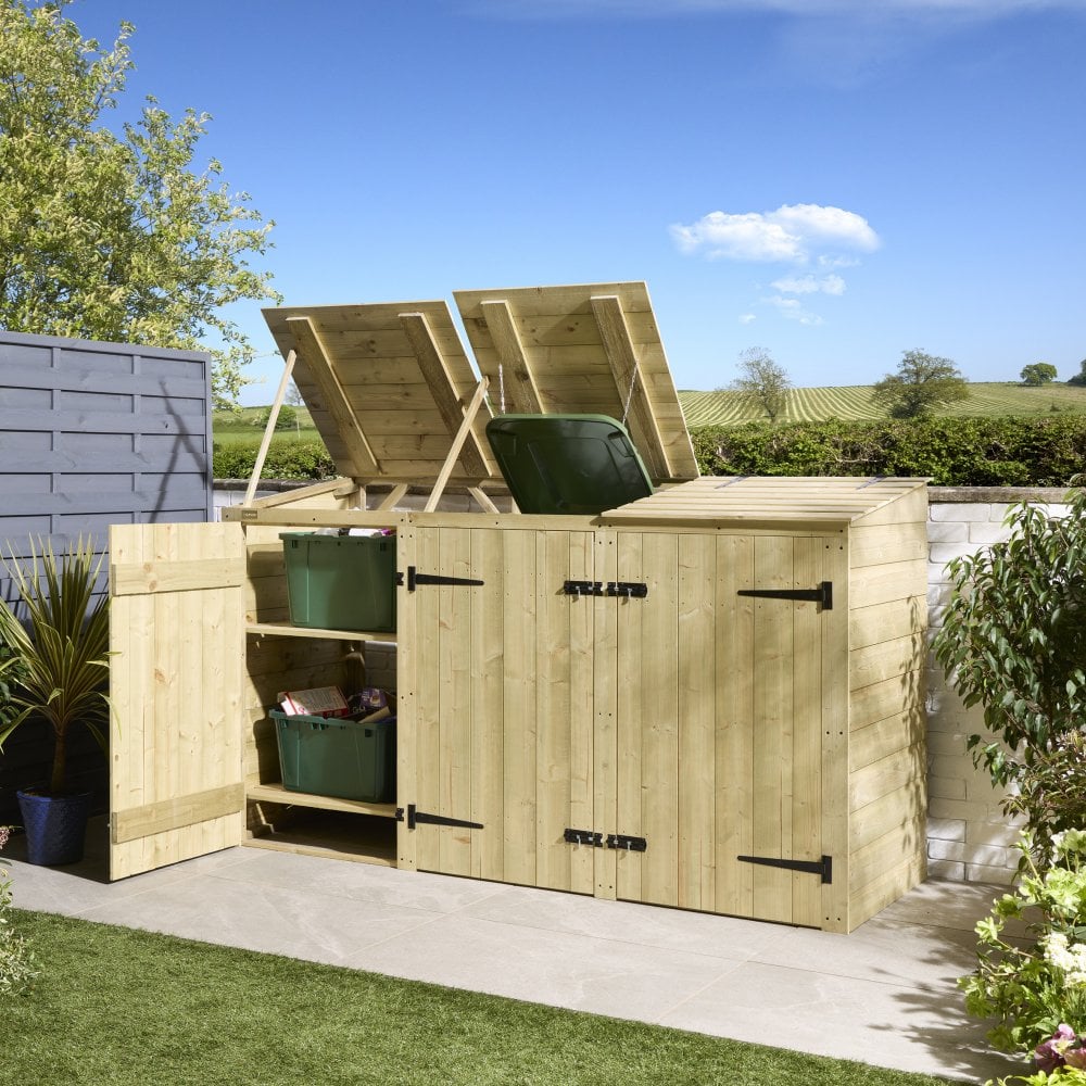 Premier Shiplap Double Bin Store With Box Store