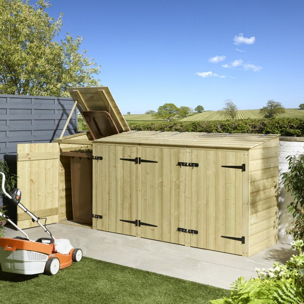 Premier Shiplap Quadruple Bin Store